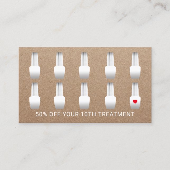 Nail Salon Makeup Artist Manicurist Rustic Kraft Loyalty Card (Front)