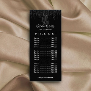 Nail Salon Manicurist Black Drips Price List Rack Card