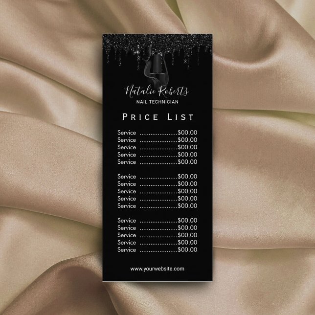 Nail Salon Manicurist Black Drips Price List Rack Card (Creator Uploaded)