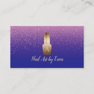 Nail Salon Manicurist Blue & Pink Silver Confetti Business Card