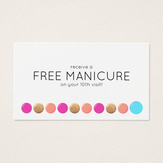 Nail Salon Manicurist Customer Loyalty 10 Punch Business Card