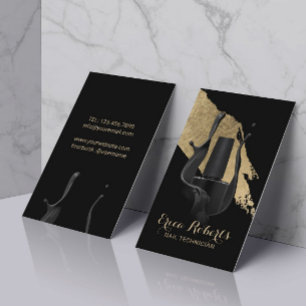 Nail Salon Manicurist Modern Black & Gold Business Card
