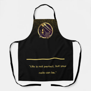 Nail Salon Manicurist Modern Black Gold Glitter  Apron