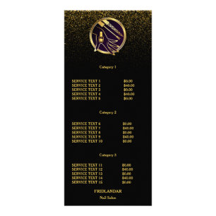 Nail Salon Manicurist Modern Black Gold Glitter Rack Card