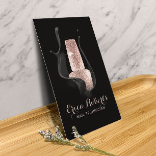 Nail Salon Manicurist Modern Black & Rose Gold Business Card