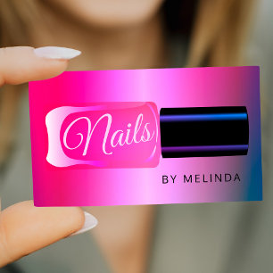 Nail salon manicurist modern polish metallic business card