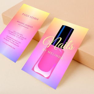 Nail salon manicurist modern polish trendy rainbow business card