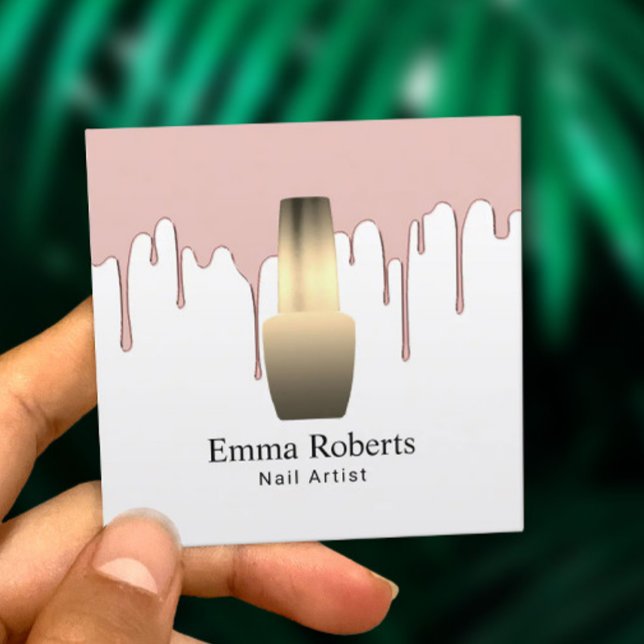 Nail Salon Manicurist Rose Gold Dripping Square Business Card (Creator Uploaded)
