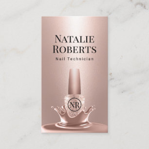 Nail Salon Manicurist Rose Gold Polish Splash #2 Business Card