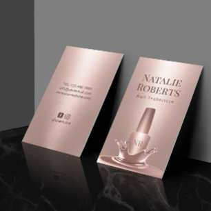 Nail Salon Manicurist Rose Gold Polish Splash Business Card
