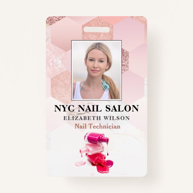 Nail Salon  | Modern Employee Photo ID ID Badge (Front)