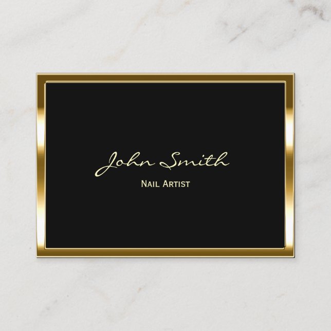 Nail Salon Modern Gold Framed Elegant Makeup Business Card (Front)