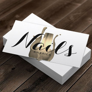 Nail Salon Modern Gold Polish Bottle Manicurist Business Card