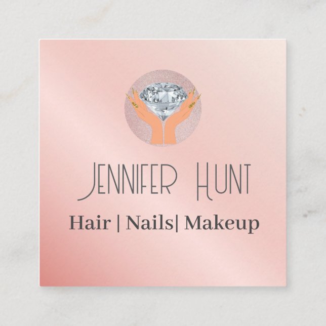 Nail Salon Modern Minimalist Square Business Card (Back)