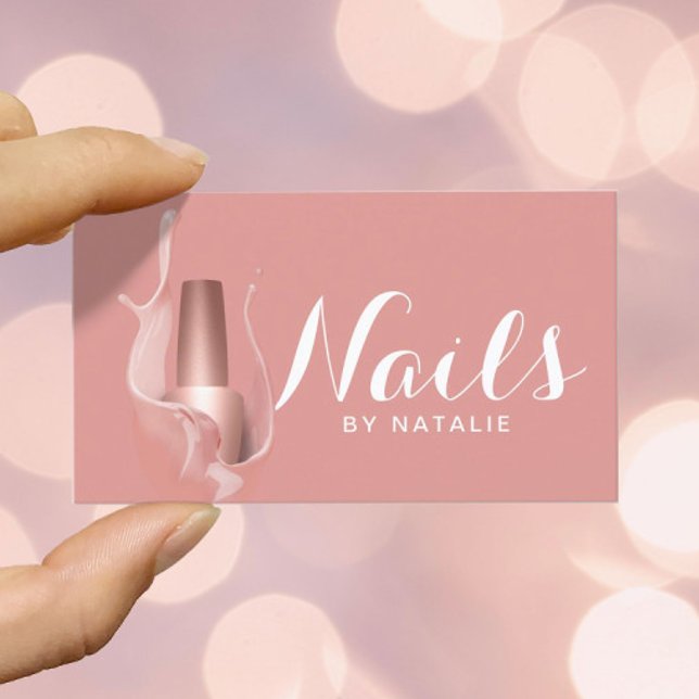 Nail Salon Modern Rose Gold Polish Manicurist Business Card (Creator Uploaded)