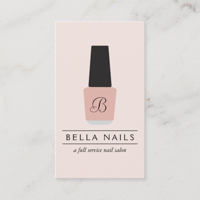 Nail Salon Monogram on Blush Pink Nail Polish II Business Card (Front)