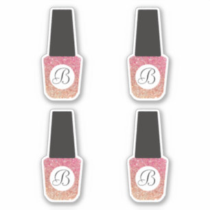 Nail Salon Monogram on Bronze Glitter Nail Polish