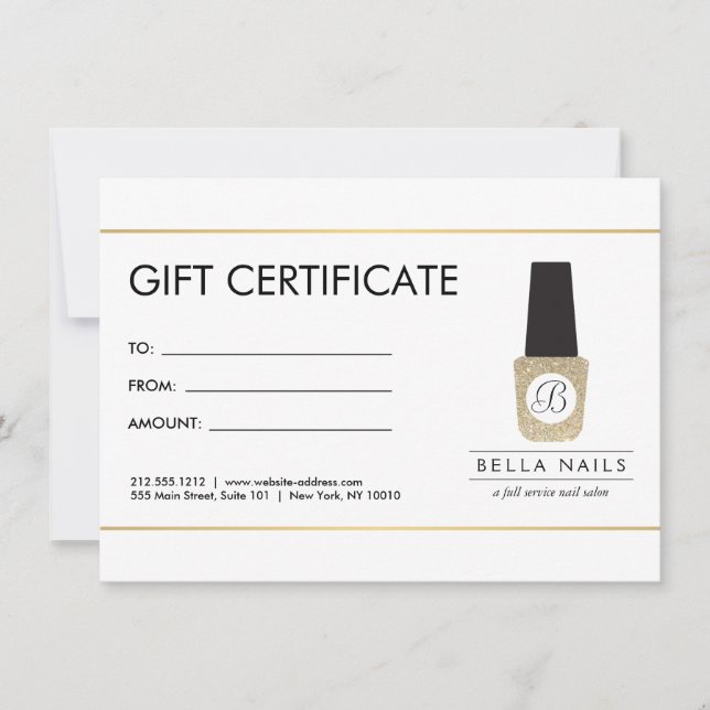 Nail Salon Monogram on Gold Glitter - Gift Card (Front)