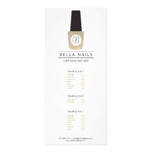 Nail Salon Monogram on Gold Glitter Nail Polish Rack Card