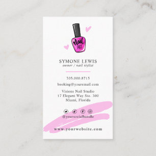 Nail Salon   Nail Tech   Nail Artist   Trendy Pink Business Card