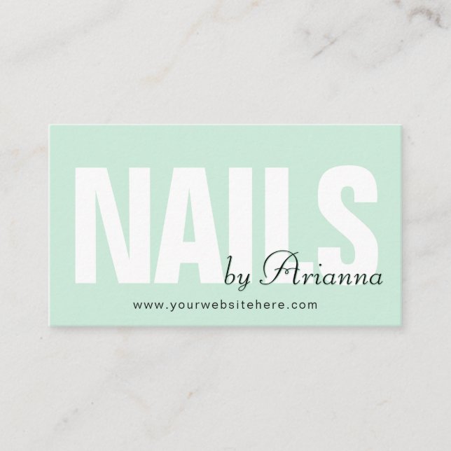  Nail Salon | Nail Tech | Nail Stylist Mint Green Business Card (Front)