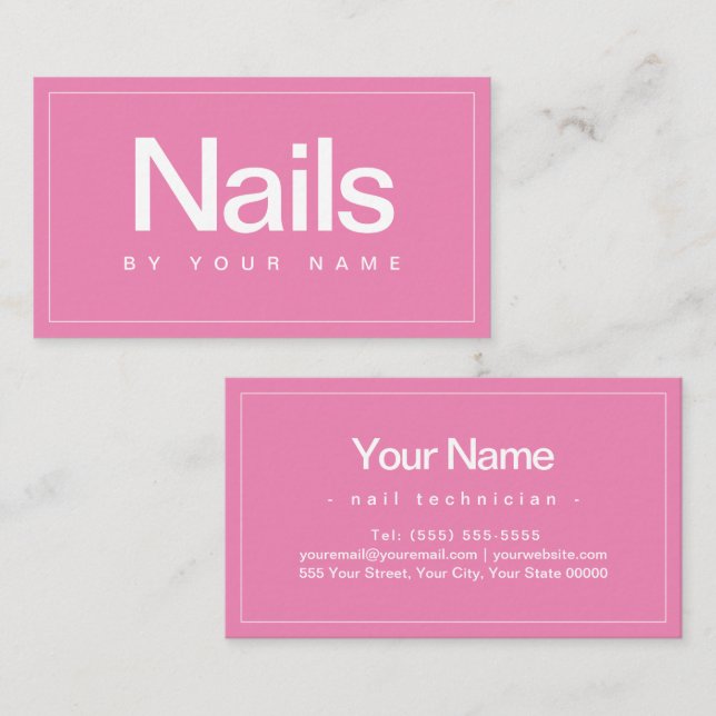 Nail Salon Nail Technician Plain Minimal  Business Business Card (Front/Back)