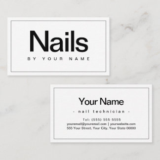 Nail Salon Nail Technician Plain Minimal Business Card