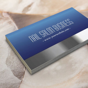 Nail Salon Navy Blue Silver Border Modern Business Card