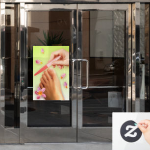 Nail Salon Pedicure Floral Realistic  Window Cling