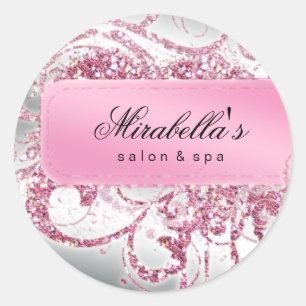 Nail Salon Pink Glitter Elegant Bling Classic Round Sticker