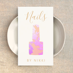 Nail Salon Pink Glitter Manicurist Square Business Business Card