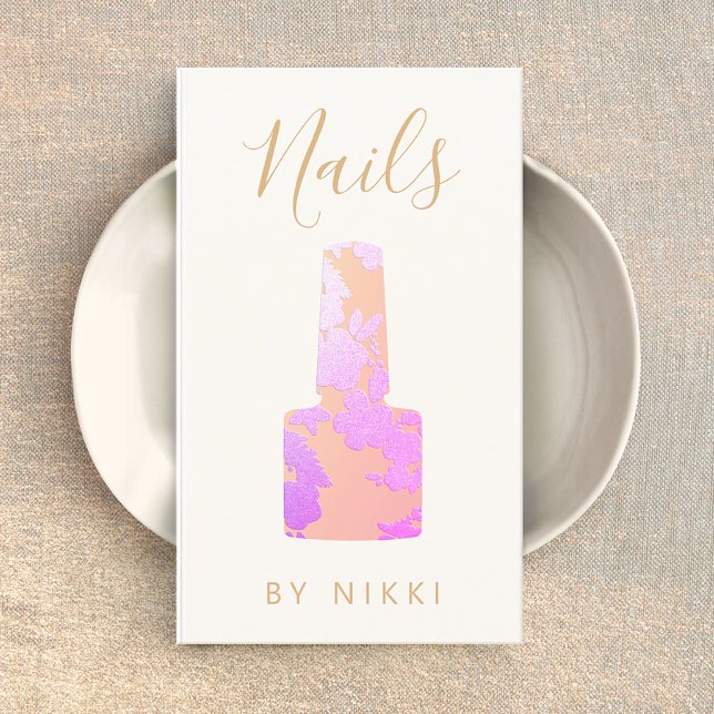 Nail Salon Pink Glitter Manicurist Square Business Business Card (Creator Uploaded)