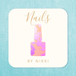 Nail Salon Pink Glitter Manicurist Square Business Card