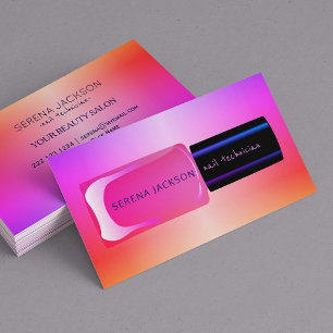 Nail salon polish bottle manicurist holographic business card
