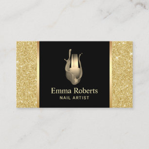 Nail Salon Polish Bottle Modern Gold Glitter Business Card