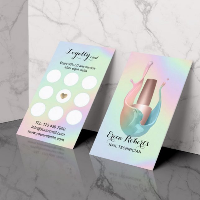 Nail Salon Polish Bottle Pastel Unicorn Splash Loyalty Card (Creator Uploaded)
