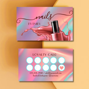Nail Salon Polish Bottle Splash Pastel Loyalty Card