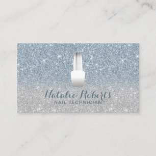 Nail Salon Polish Makeup Artist Dusty Blue Glitter Business Card