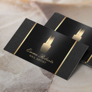 Nail Salon Polish Makeup Artist Elegant Leather Business Card