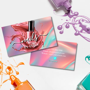 Nail Salon Polish Manicurist Pastel Holographic Business Card