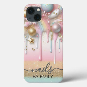 Nail Salon Polish Pastel Drip Branding iPhone 13 Case