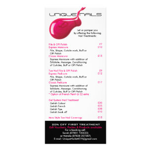 Nail Salon Price List Rack Cards