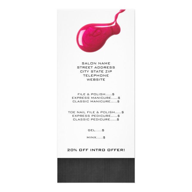 Nail Salon Price List Rack Cards (Front)