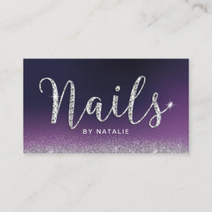 Nail Salon Purple Luxury Diamond Typography Business Card
