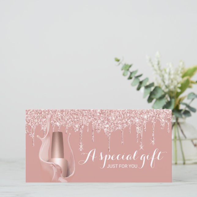 Nail Salon Rose Gold Drips Gift Certificates (Standing Front)