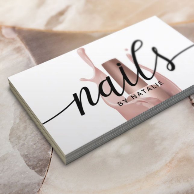 Nail Salon Rose Gold Polish Bottle Manicurist Business Card (Creator Uploaded)