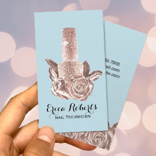Nail Salon Rose Gold Polish Mint Blue Manicurist Business Card