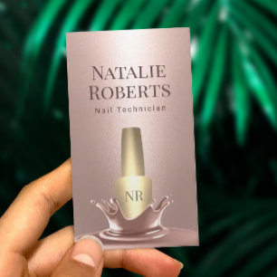 Nail Salon Rose Gold Polish Splash Makeup Artist Business Card