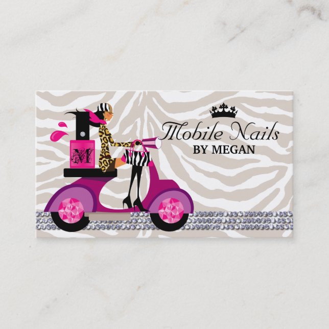 Nail Salon Scooter Girl Fashion Business Card (Front)