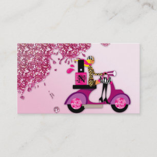 Nail Salon Scooter Girl Glitter Polish Business Card